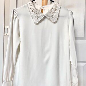 Long Sleeves Blouse - Pearl Collar